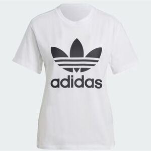 ADIDAS Women's Trefoil Logo WHITE Classic Short Sleeve Tee Shirt New With Tags